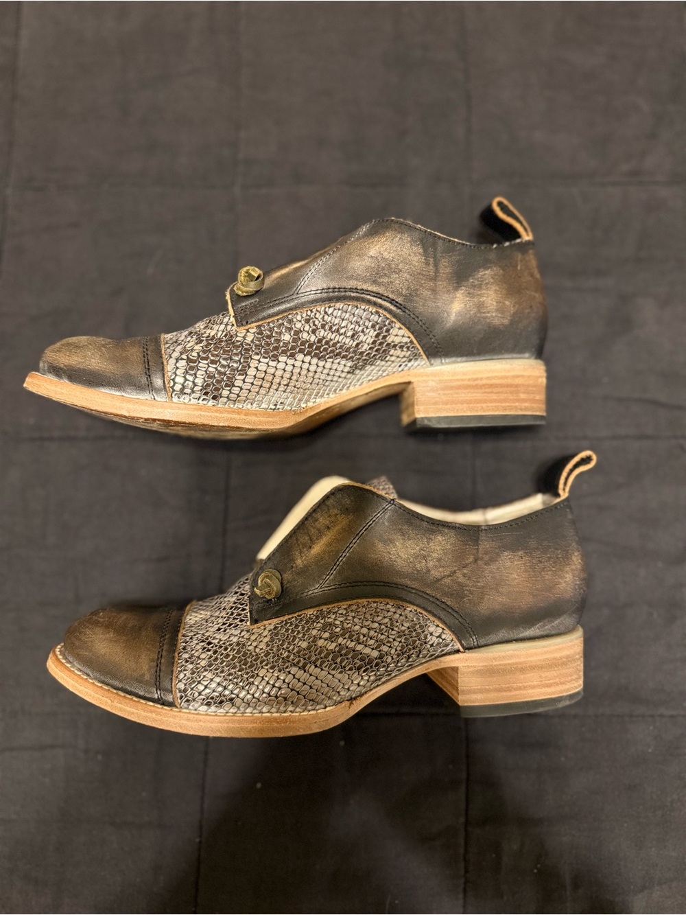 Freebird by Steven Mabel Snakeprint Oxfords with heel